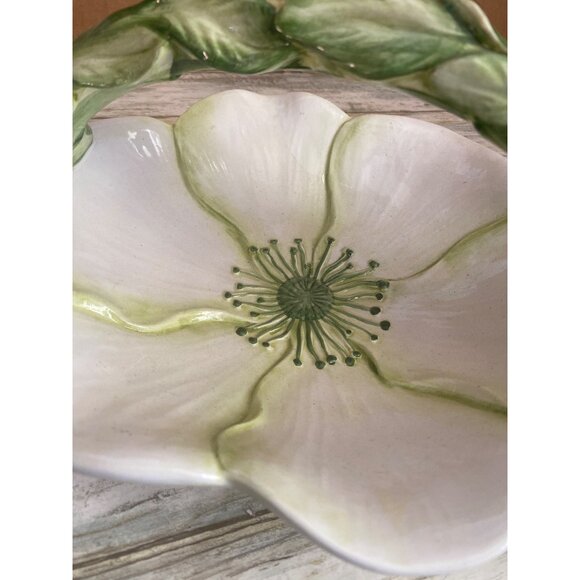 Intrada Italy Ceramic Majolica Flower Basket Bowl 1980s Pottery - Picture 7 of 9